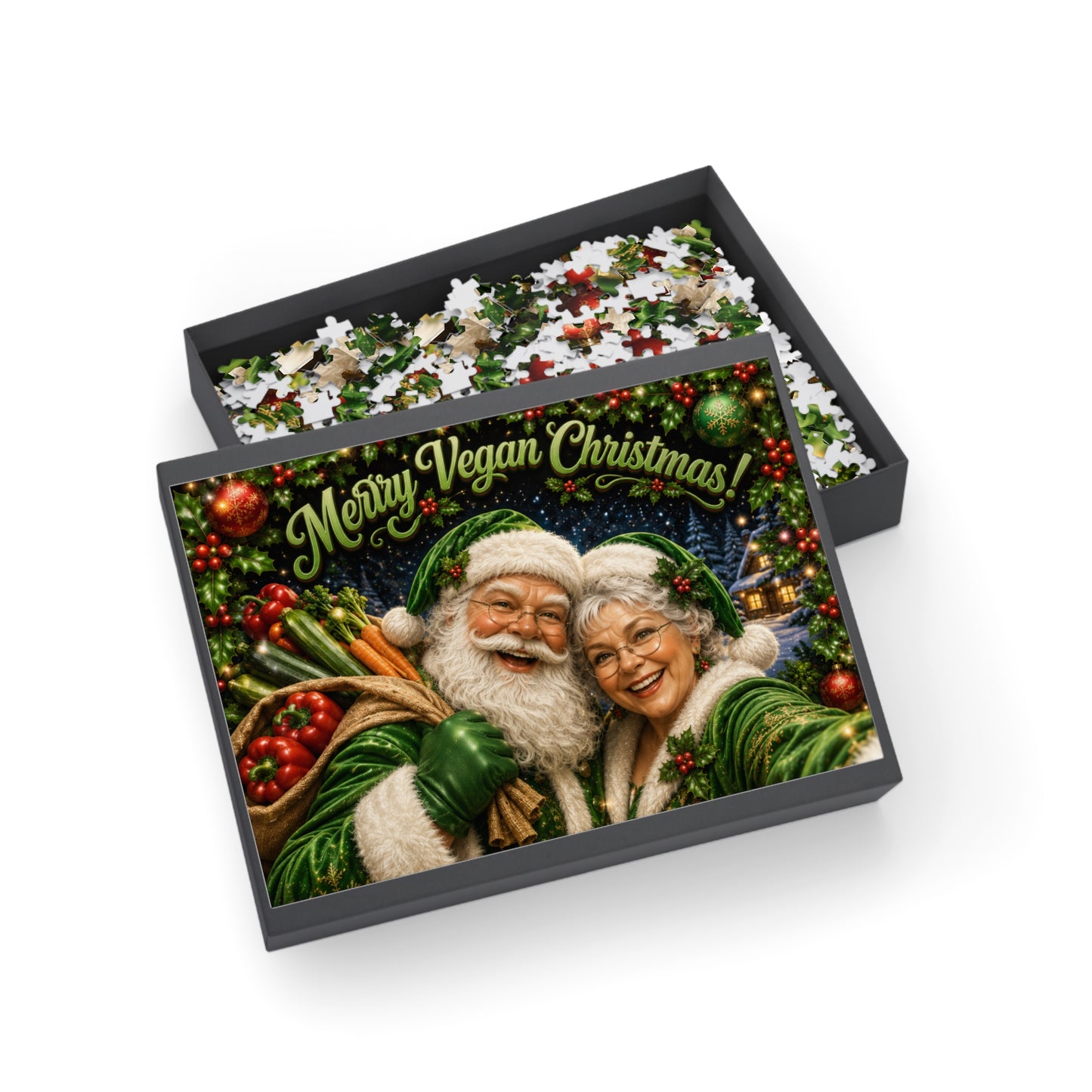 Merry Vegan Christmas Santa & Mrs Claus Puzzle | Holiday Jigsaw