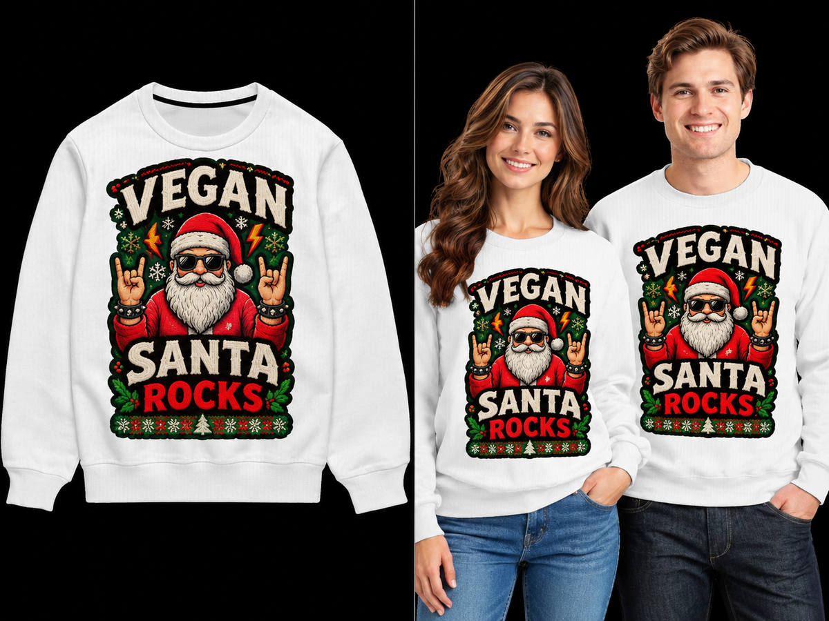 Vegan Santa Rocks UGLY Christmas Sweater