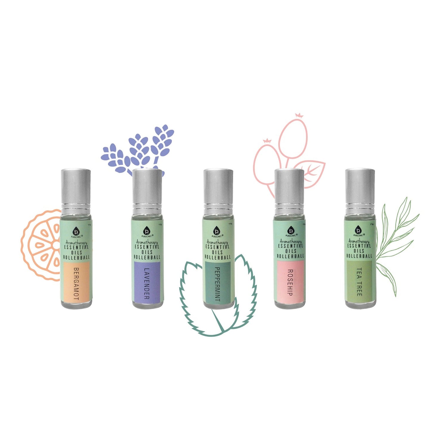 Aromatherapy Essential Oils Rollerballs (Bergamot, Lavender, Peppermint, Rosehip, Tea Tree) - ConsciousValues