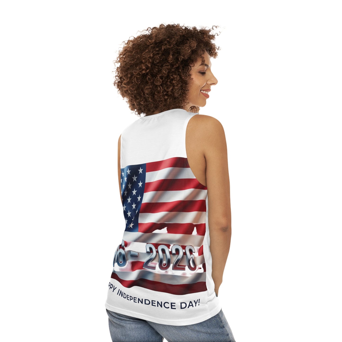Independence Day BBQ Tank Top — American Flag 1776 - 2026 Fireworks Grill Girl - ConsciousValues