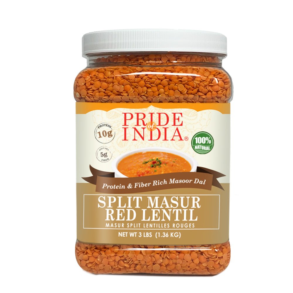 Indian Split Masur Red Lentils - Protein & Fiber Rich Masoor Dal Jar - ConsciousValues