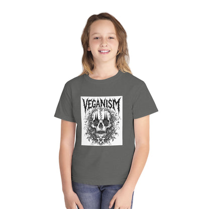 Youth Tee — 'VEGANISM' Skull Graphic Vegan Kids T‑Shirt