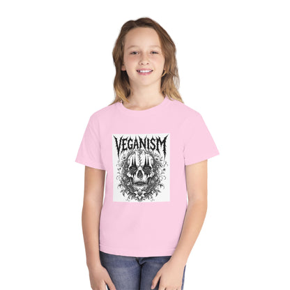 Youth Tee — 'VEGANISM' Skull Graphic Vegan Kids T‑Shirt