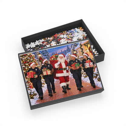 Christmas Santa and Police Helpers Jigsaw Puzzle — Festive Holiday Scene (96/252/500/1000 pcs)