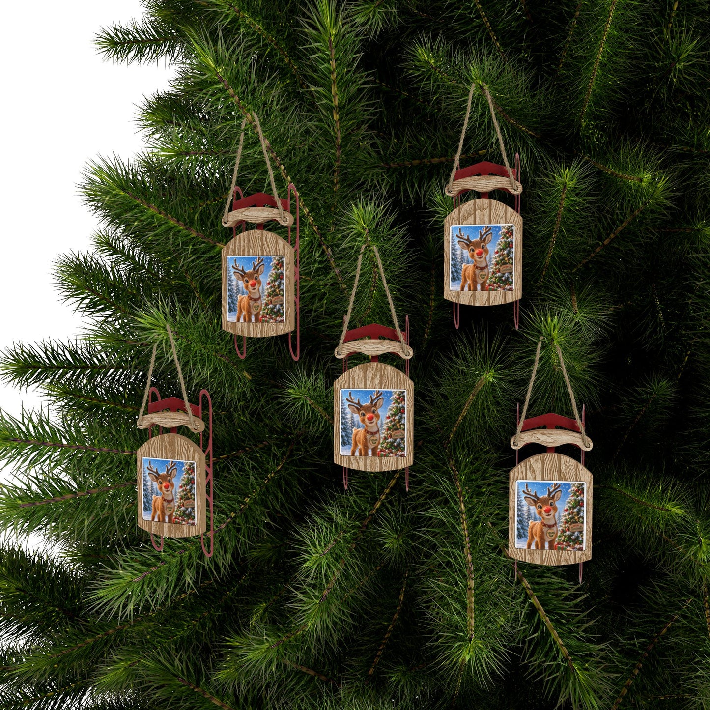 Rudolh Reindeer Vegan Message -Sled Ornaments