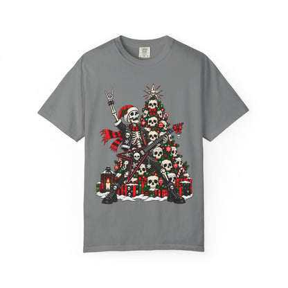 Skeleton Rocker Christmas Shirt | Skull Christmas Tree | Gothic Holiday Metal Design | Alternative Xmas Gift | Dark Christmas Tee
