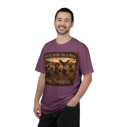 Thanksgiving Turkeys 'Let All Beings Live in Peace' T-Shirt