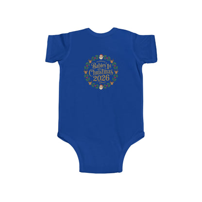Baby's 1st Christmas 2026 Infant Bodysuit | holiday wreath text