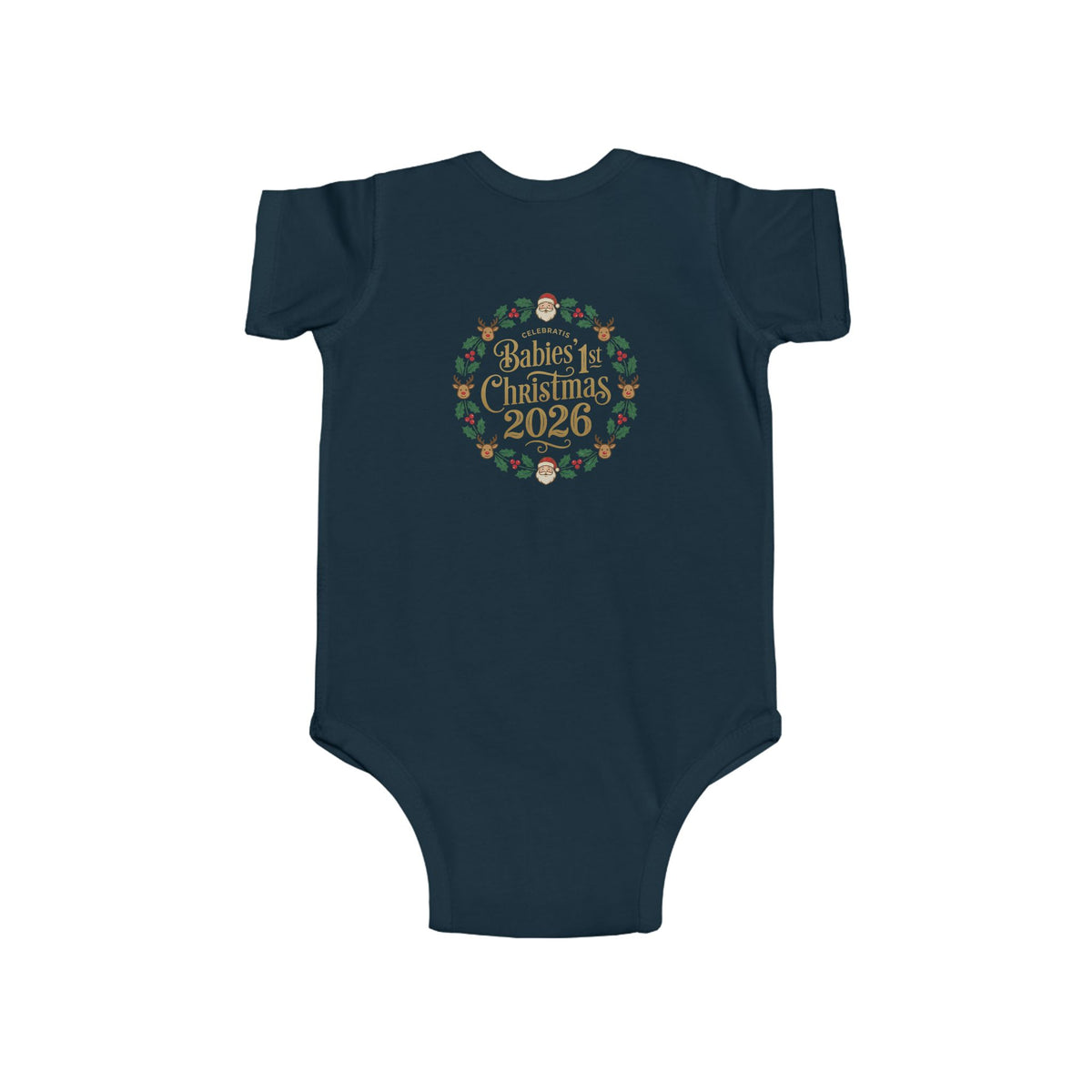 Baby's 1st Christmas 2026 Infant Bodysuit | holiday wreath text