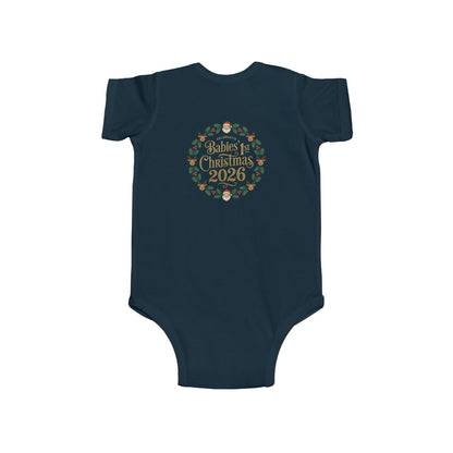 Baby's 1st Christmas 2026 Infant Bodysuit | holiday wreath text