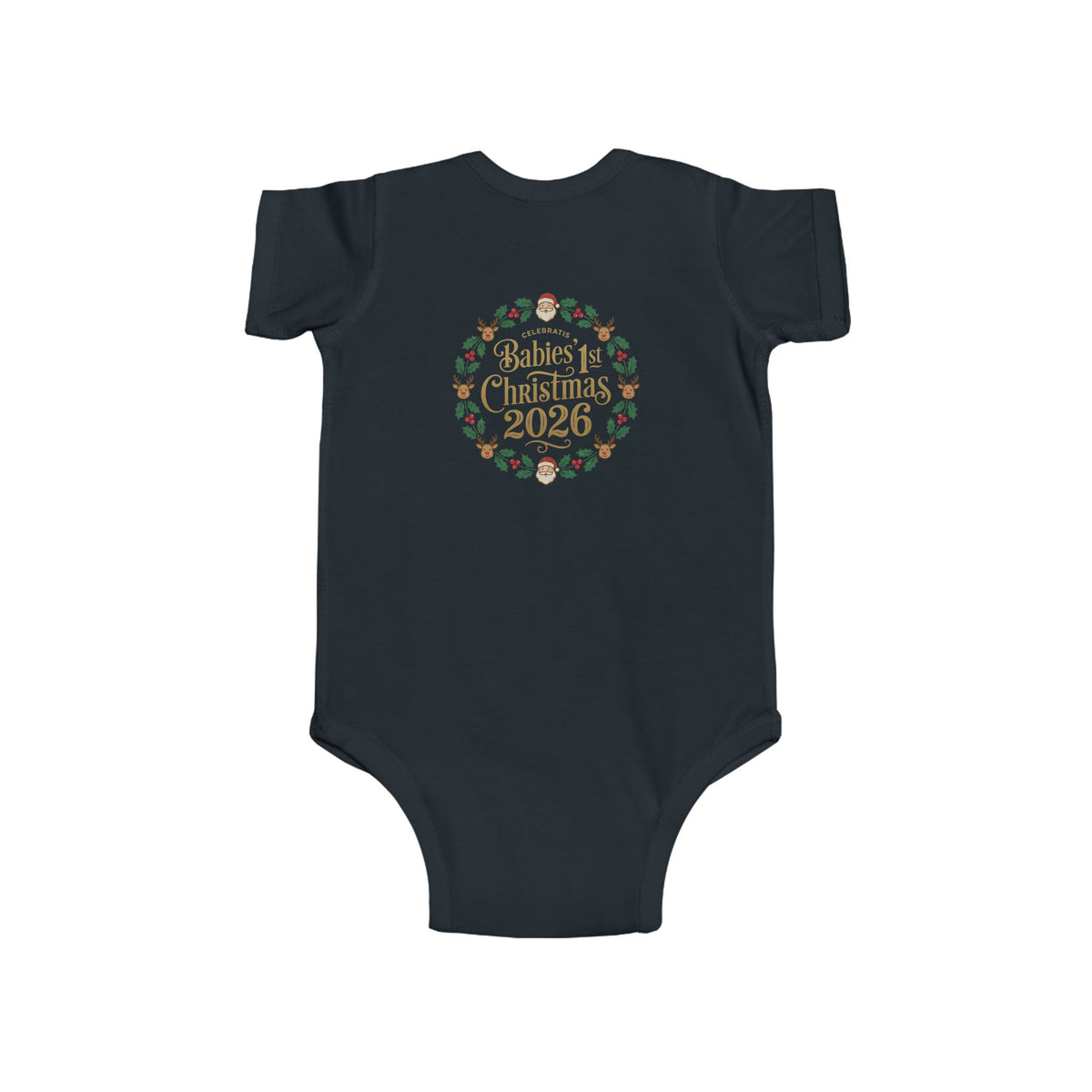Baby's 1st Christmas 2026 Infant Bodysuit | holiday wreath text