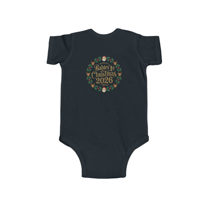 Baby's 1st Christmas 2026 Infant Bodysuit | holiday wreath text