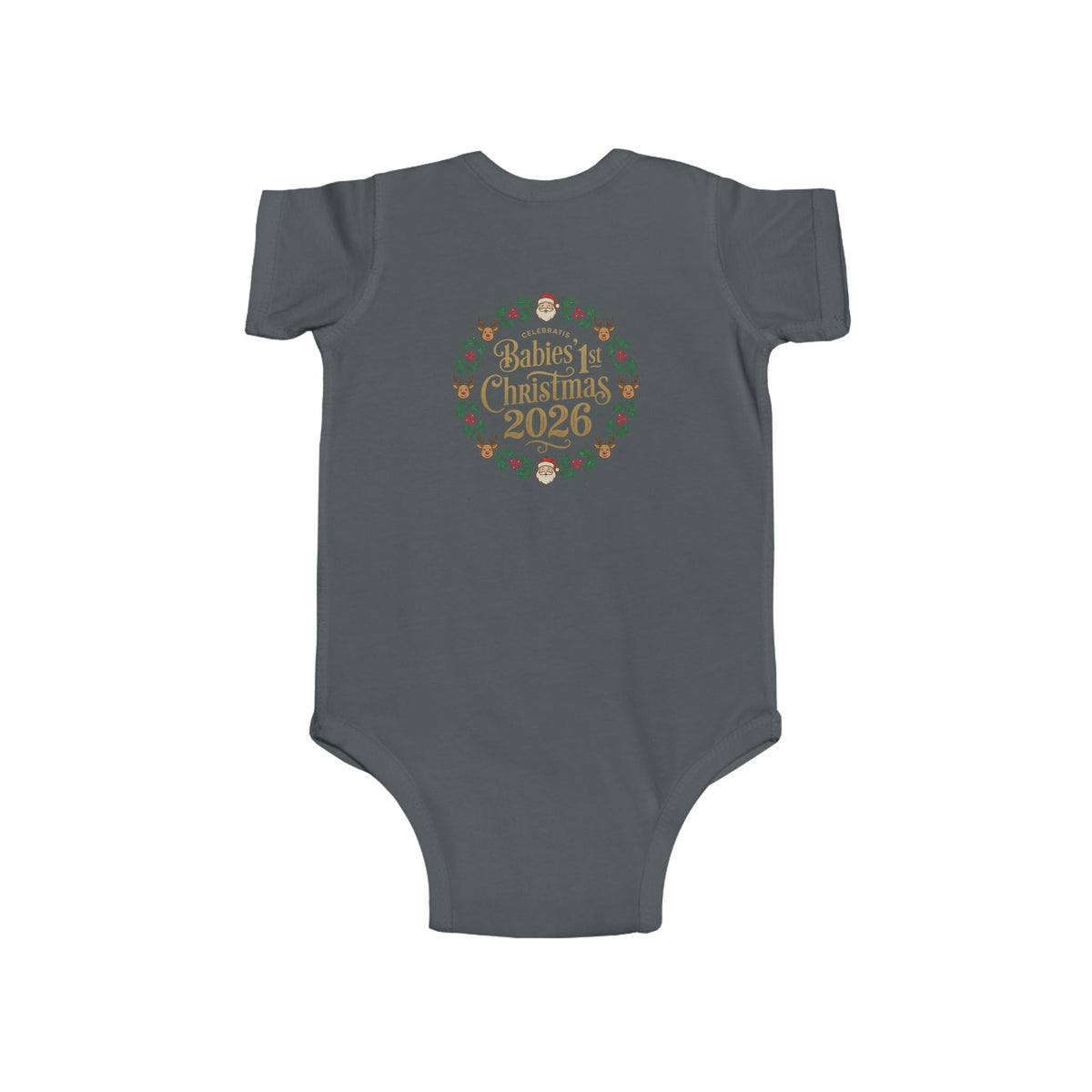 Baby's 1st Christmas 2026 Infant Bodysuit | holiday wreath text
