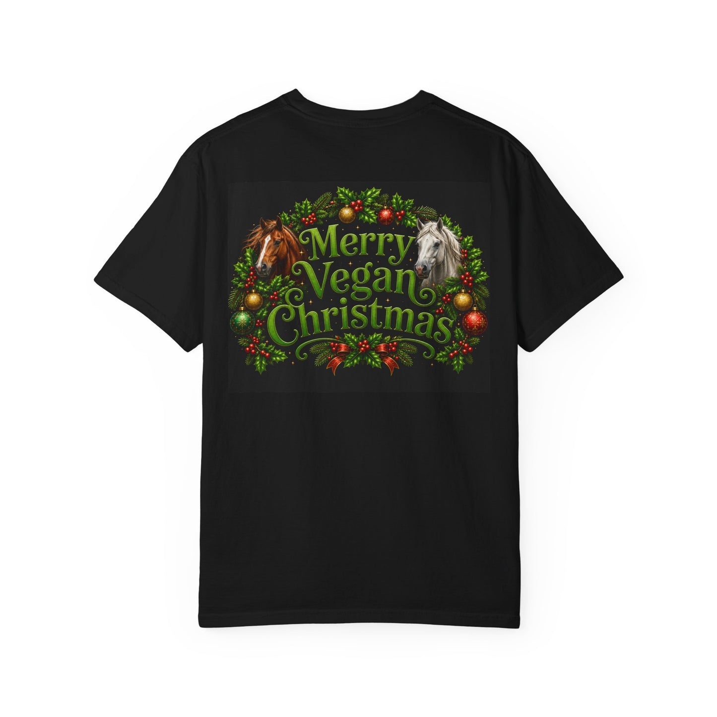 Vegan Christmas T-Shirt – "Love My Vegan Horse" Holiday Tee