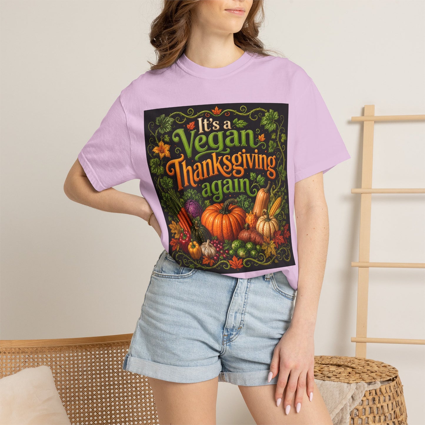 Vegan Thanksgiving T-Shirt — "It's a Vegan Thanksgiving Again" Holiday Tee