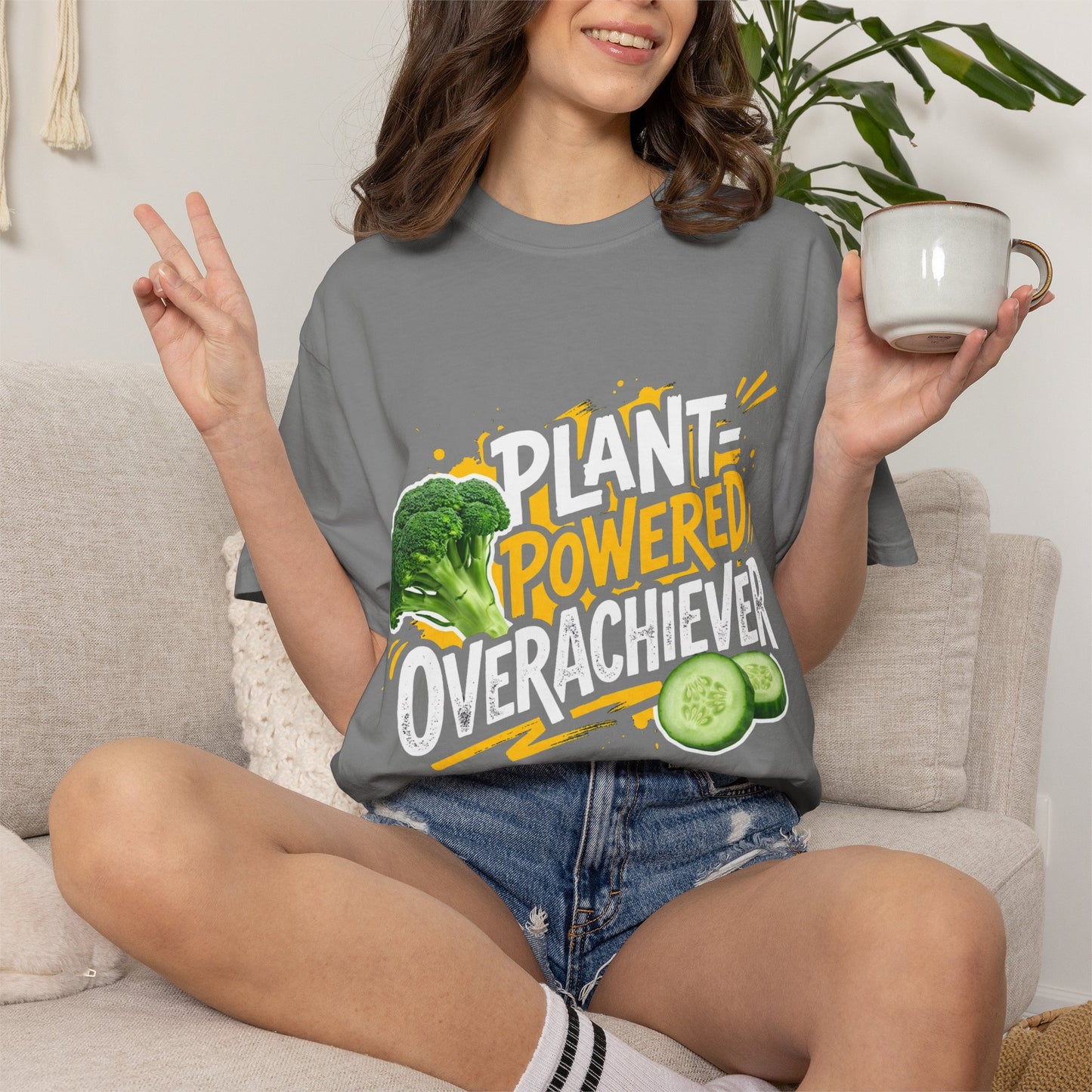 Veggie Powered T‑Shirt — Broccoli & Cucumber Plant‑Powered Graphic Tee