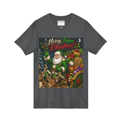 Vegan Christmas Tee — “Merry Vegan Christmas” Festive Santa & Sleigh Holiday Shirt