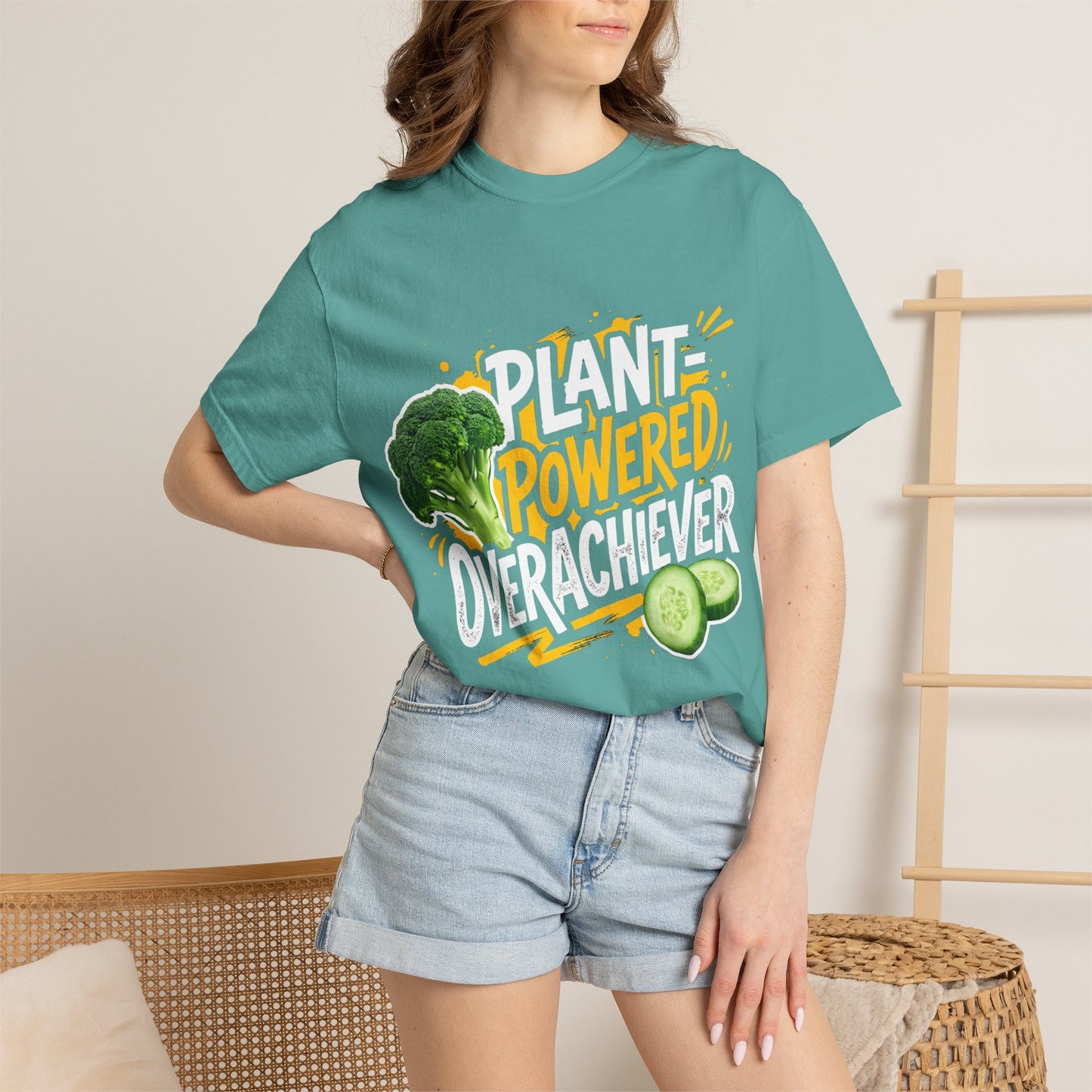 Veggie Powered T‑Shirt — Broccoli & Cucumber Plant‑Powered Graphic Tee