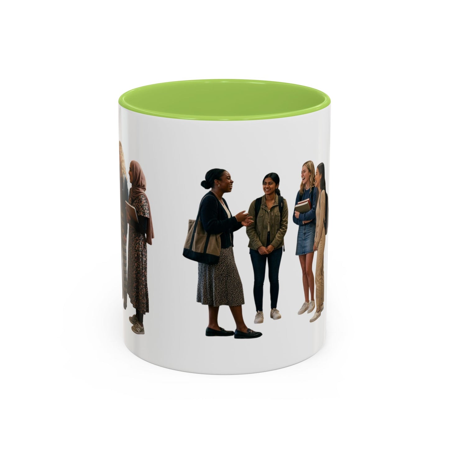 College Students Coffee Mug — Diverse Campus People Accent Mug (11/15oz)