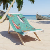 Boat Girls Beach Towel — Retro Motorboat Pattern Summer Towel