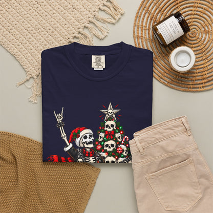 Skeleton Rocker Christmas Shirt | Skull Christmas Tree | Gothic Holiday Metal Design | Alternative Xmas Gift | Dark Christmas Tee