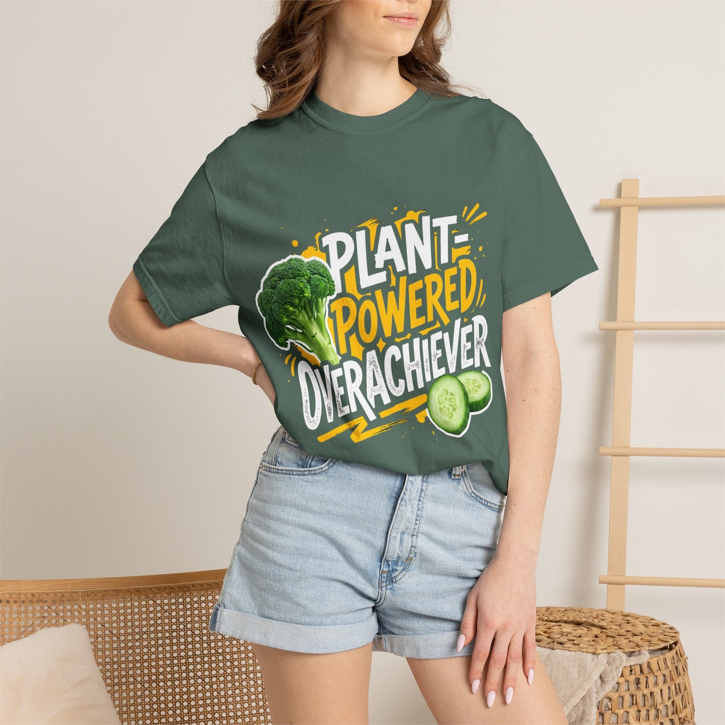 Veggie Powered T‑Shirt — Broccoli & Cucumber Plant‑Powered Graphic Tee