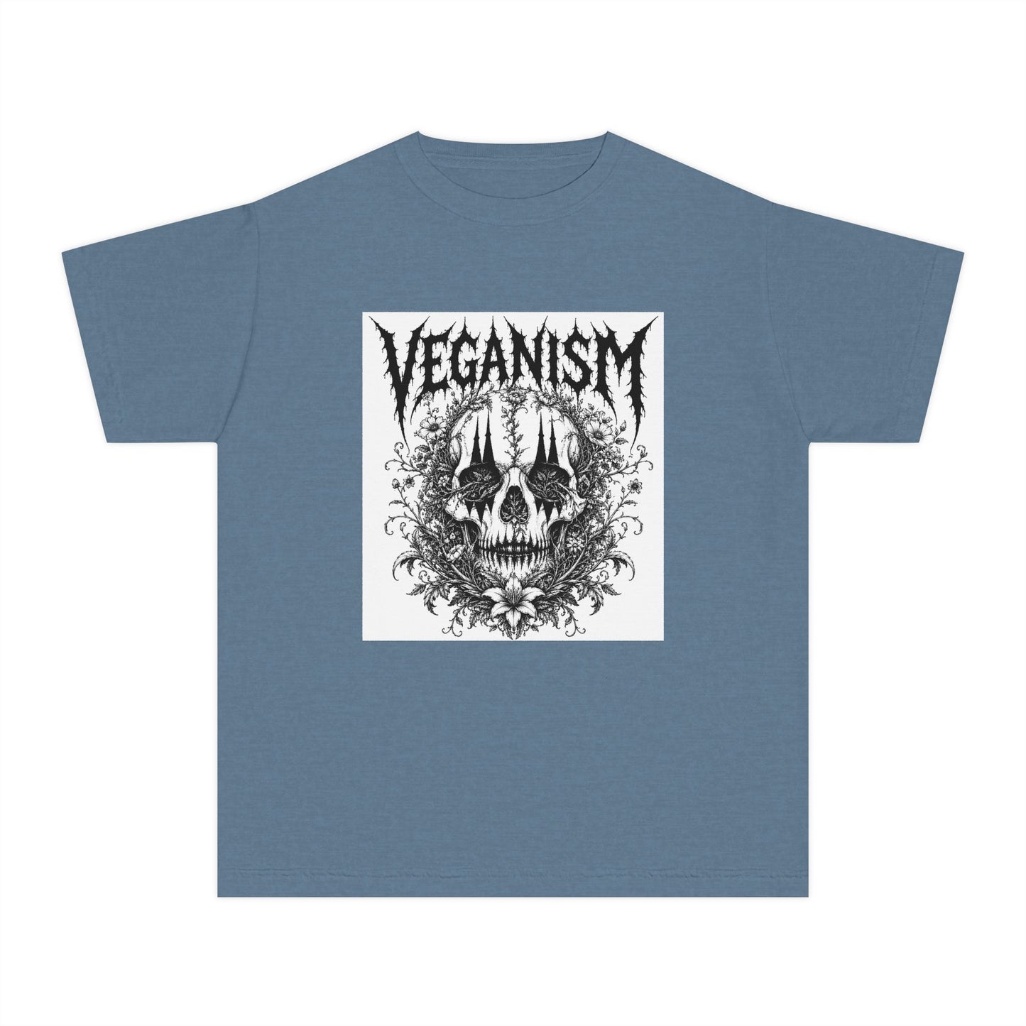 Youth Tee — 'VEGANISM' Skull Graphic Vegan Kids T‑Shirt