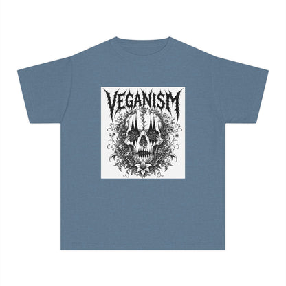 Youth Tee — 'VEGANISM' Skull Graphic Vegan Kids T‑Shirt