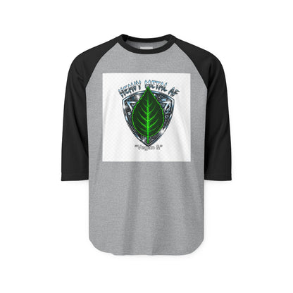 Vegan and Heavy Metal AF Crest Raglan Shirt | Vegan Pride Logo 3/4 Sleeve