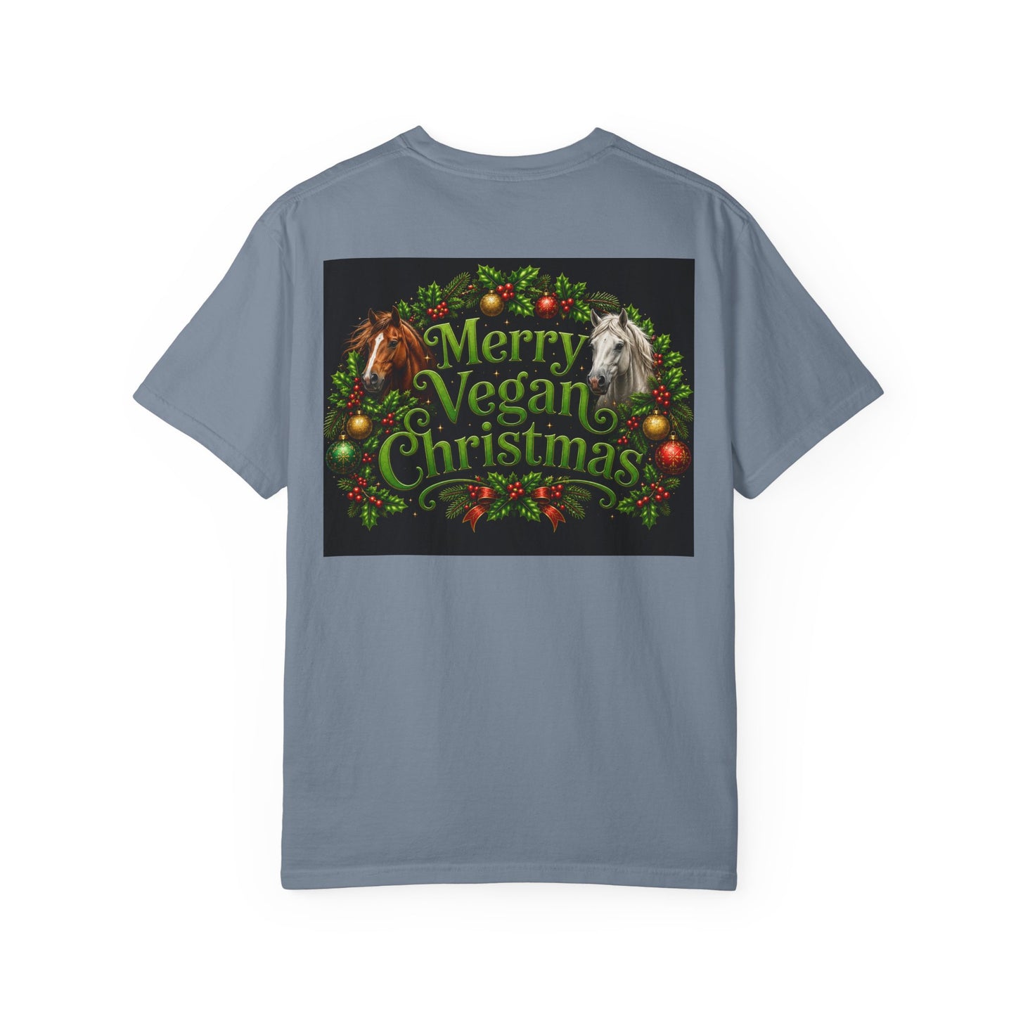 Vegan Christmas T-Shirt – "Love My Vegan Horse" Holiday Tee