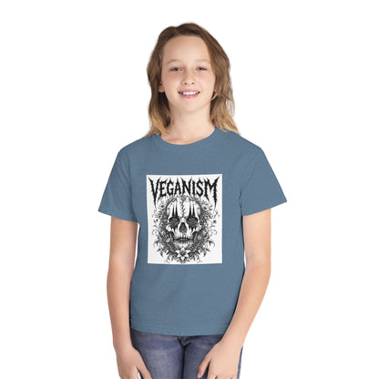 Youth Tee — 'VEGANISM' Skull Graphic Vegan Kids T‑Shirt