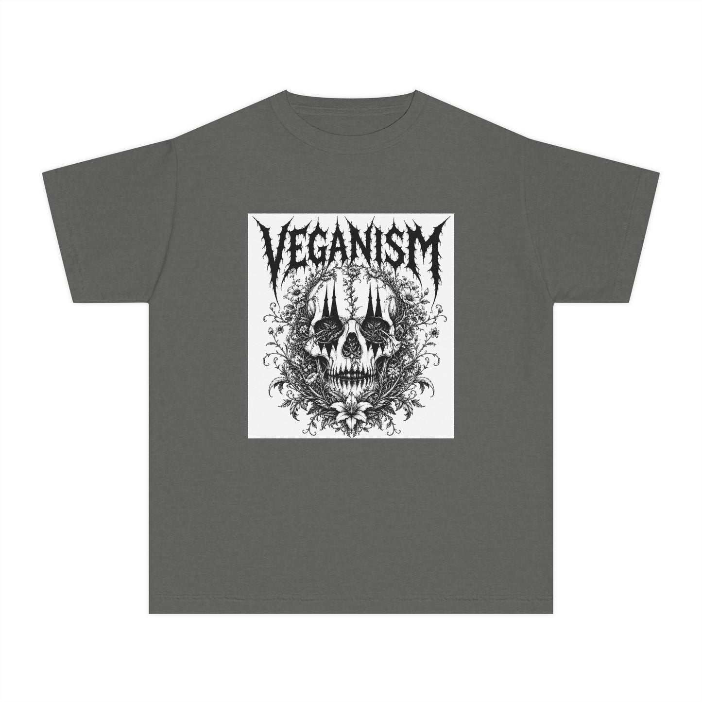 Youth Tee — 'VEGANISM' Skull Graphic Vegan Kids T‑Shirt
