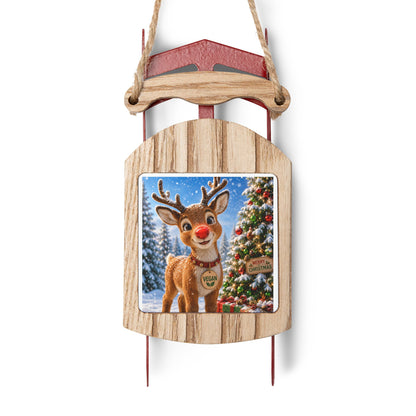 Rudolh Reindeer Vegan Message -Sled Ornaments