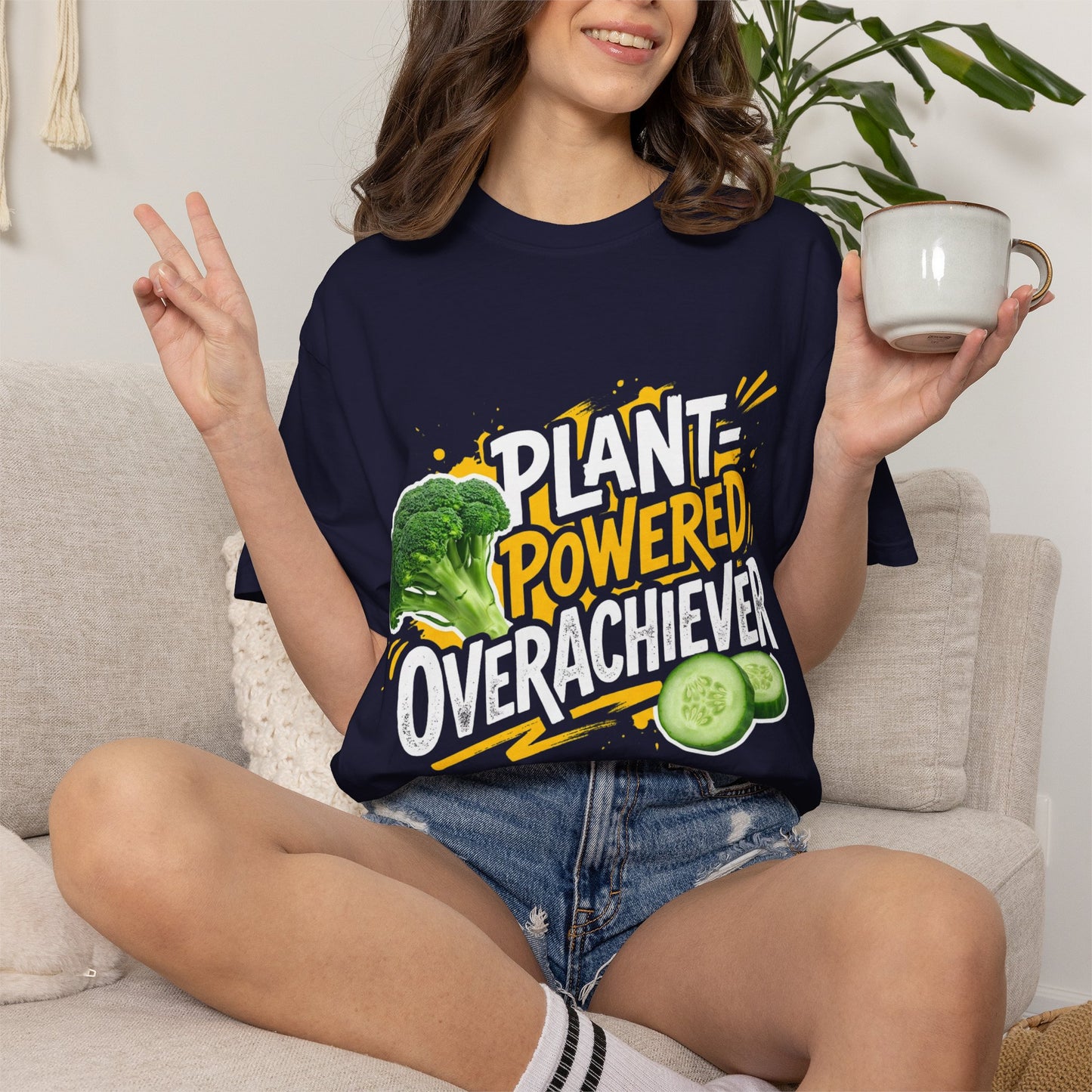 Veggie Powered T‑Shirt — Broccoli & Cucumber Plant‑Powered Graphic Tee