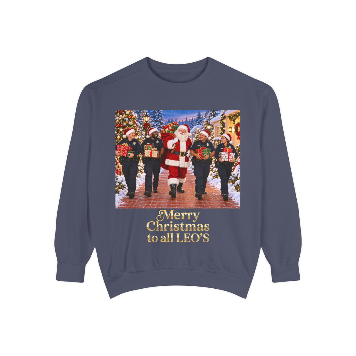 Christmas Sweatshirt — “Merry Christmas to all LEO’s” Holiday Police & Santa Crewneck