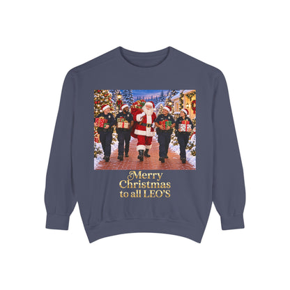 Christmas Sweatshirt — “Merry Christmas to all LEO’s” Holiday Police & Santa Crewneck