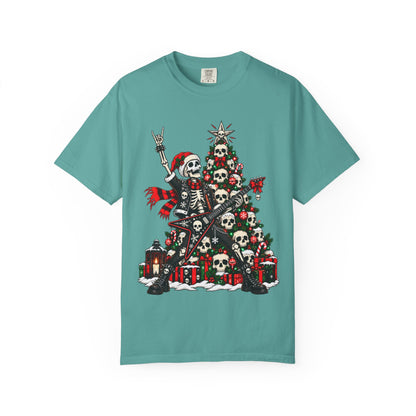 Skeleton Rocker Christmas Shirt | Skull Christmas Tree | Gothic Holiday Metal Design | Alternative Xmas Gift | Dark Christmas Tee