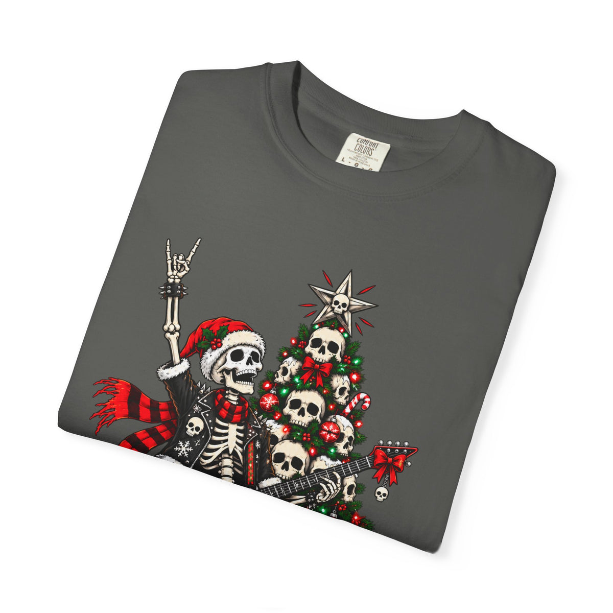Skeleton Rocker Christmas Shirt | Skull Christmas Tree | Gothic Holiday Metal Design | Alternative Xmas Gift | Dark Christmas Tee