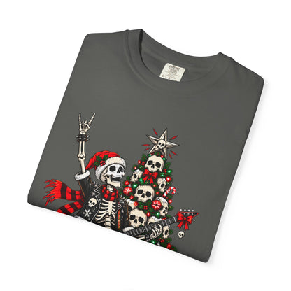 Skeleton Rocker Christmas Shirt | Skull Christmas Tree | Gothic Holiday Metal Design | Alternative Xmas Gift | Dark Christmas Tee