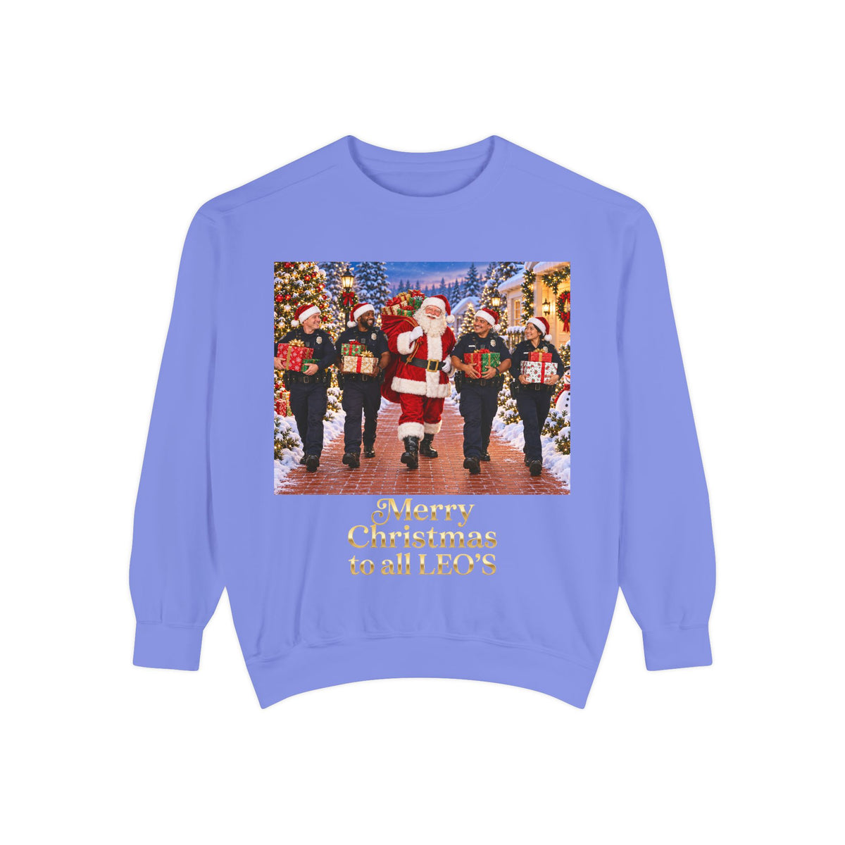 Christmas Sweatshirt — “Merry Christmas to all LEO’s” Holiday Police & Santa Crewneck