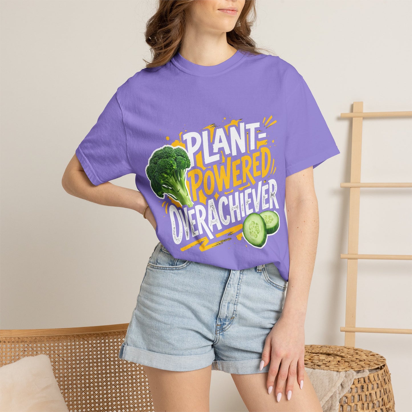 Veggie Powered T‑Shirt — Broccoli & Cucumber Plant‑Powered Graphic Tee
