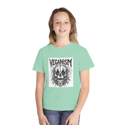 Youth Tee — 'VEGANISM' Skull Graphic Vegan Kids T‑Shirt