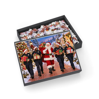 Christmas Santa and Police Helpers Jigsaw Puzzle — Festive Holiday Scene (96/252/500/1000 pcs)