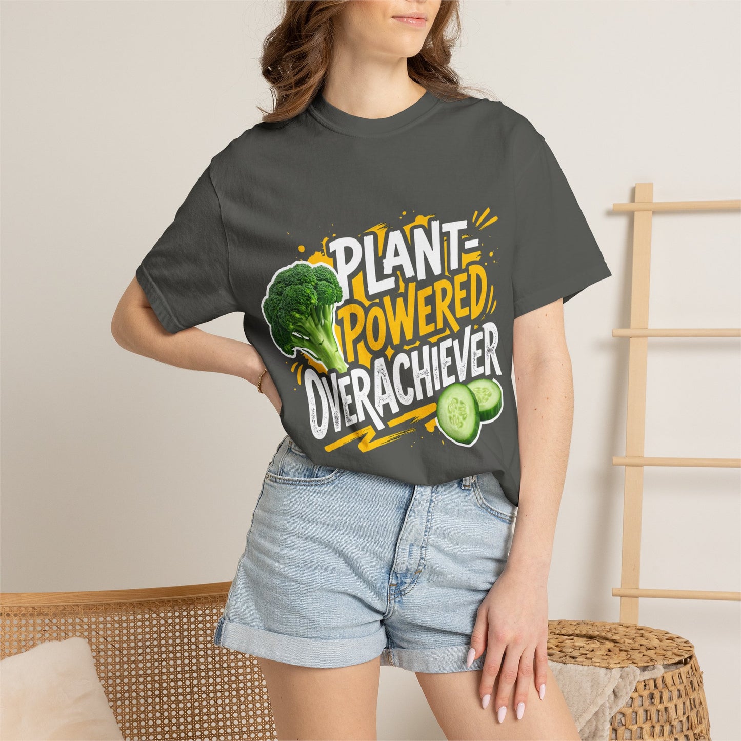 Veggie Powered T‑Shirt — Broccoli & Cucumber Plant‑Powered Graphic Tee