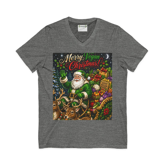 Vegan Christmas Tee — “Merry Vegan Christmas” Festive Santa & Sleigh Holiday Shirt