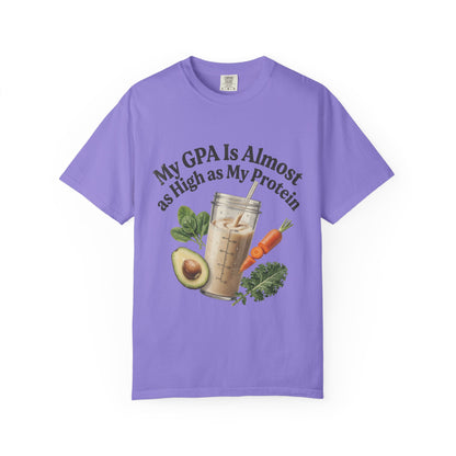 T-Shirt — "My GPA Is Almost as High as My Protein" Smoothie Graphic