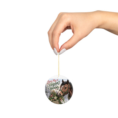 Love My Vegan Horse Ceramic Ornaments, 2-Side Print