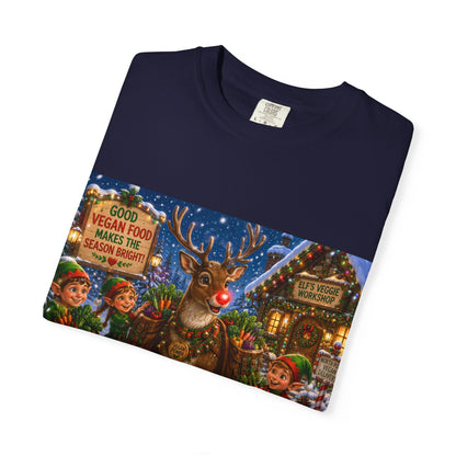 Merry Vegan Christmas T-Shirt - Rudolph & The Elves — Festive Holiday Vegan Graphic Tee