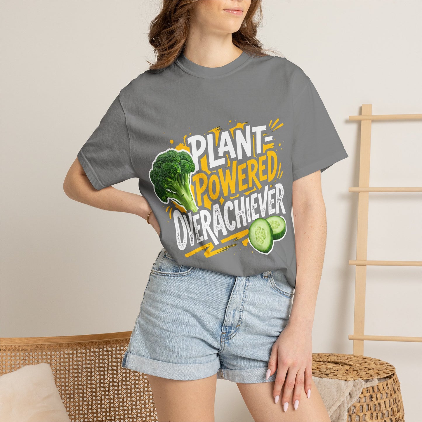 Veggie Powered T‑Shirt — Broccoli & Cucumber Plant‑Powered Graphic Tee