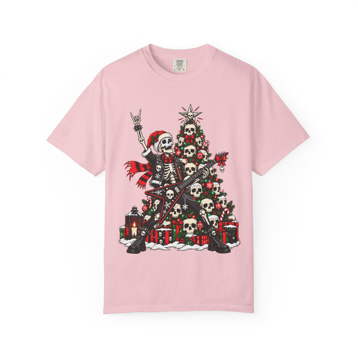 Skeleton Rocker Christmas Shirt | Skull Christmas Tree | Gothic Holiday Metal Design | Alternative Xmas Gift | Dark Christmas Tee